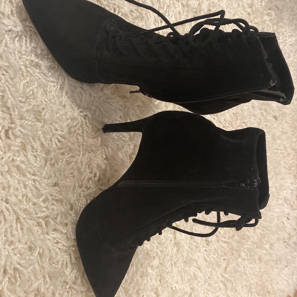 Call It Spring Black Lace Up Suede Boots Size 7